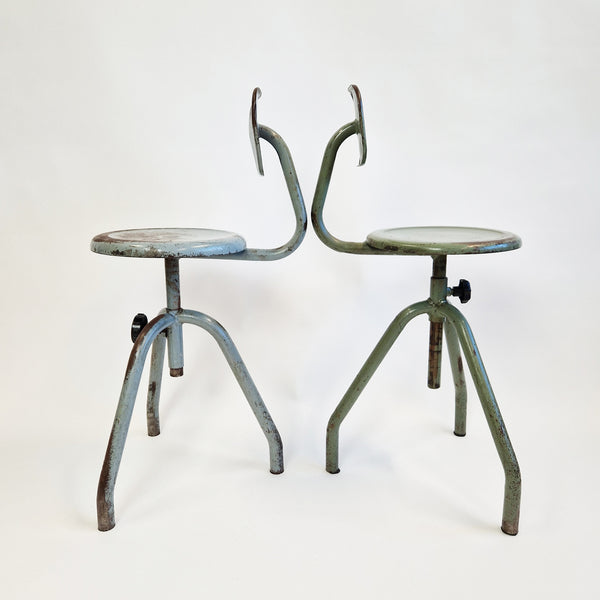 Mid-century Italian industrial metal stools (1 left)