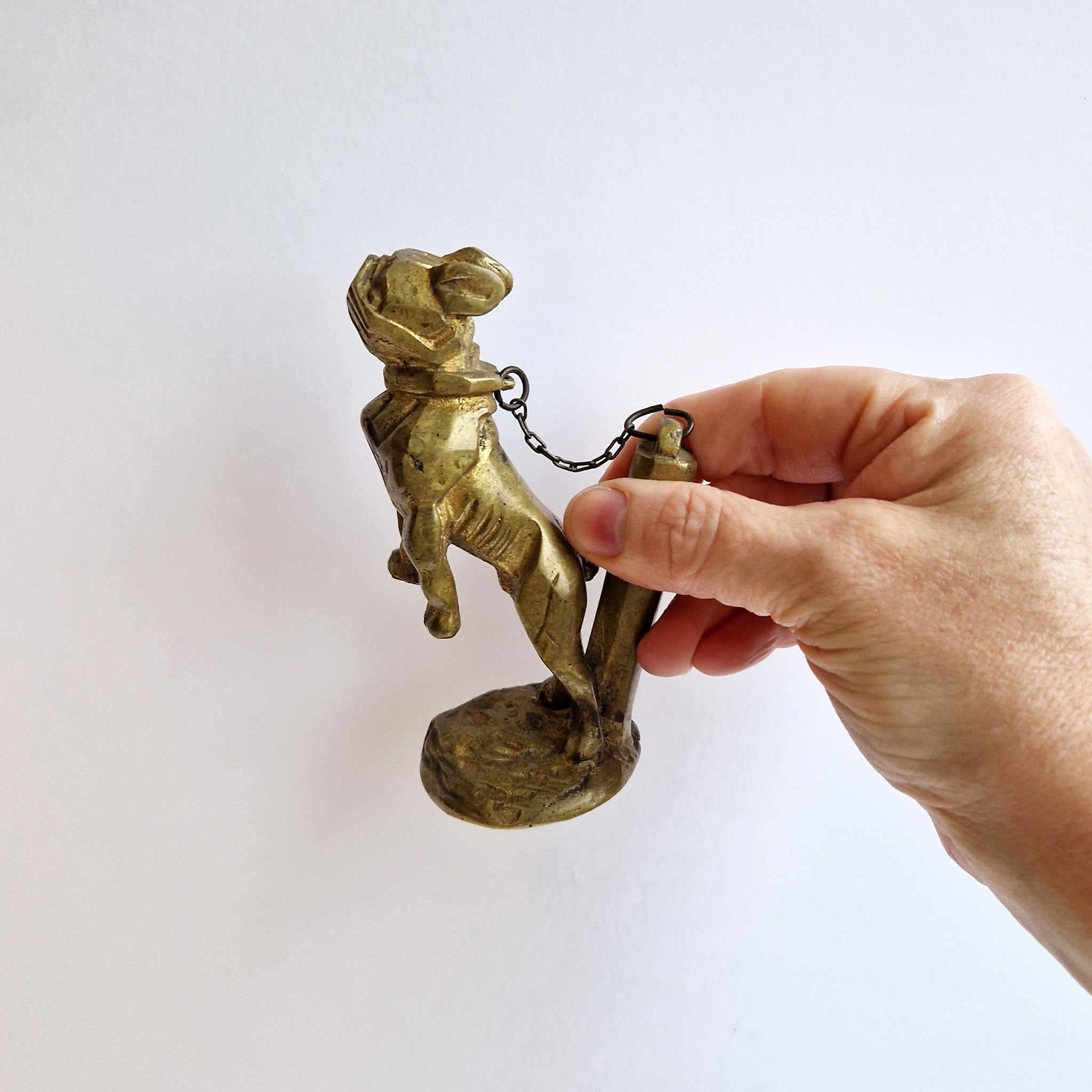 Art Deco French bulldog car mascot in bronze