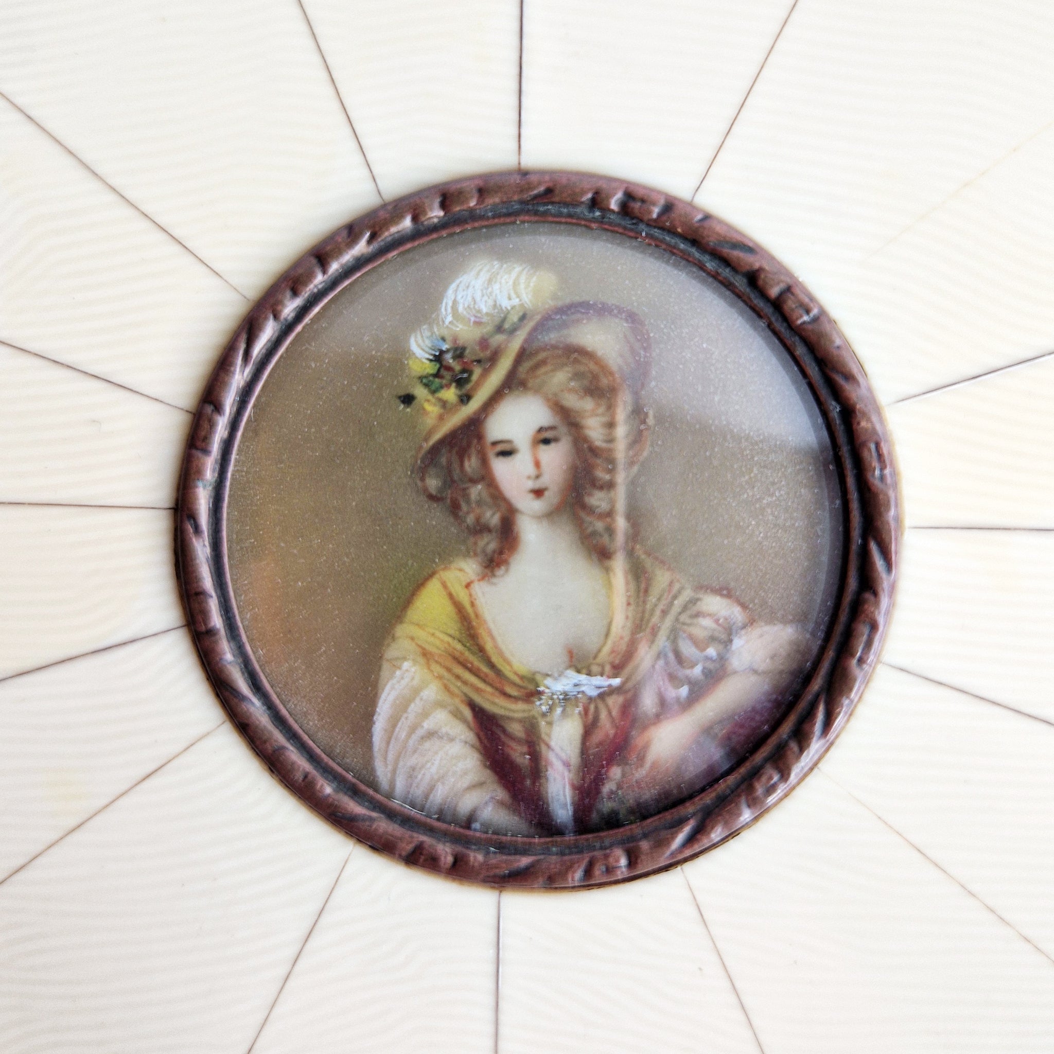 1950s Italian jewelry box with miniature portrait