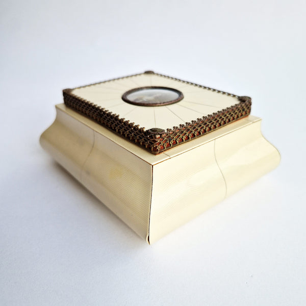 1950s Italian jewelry box with miniature portrait