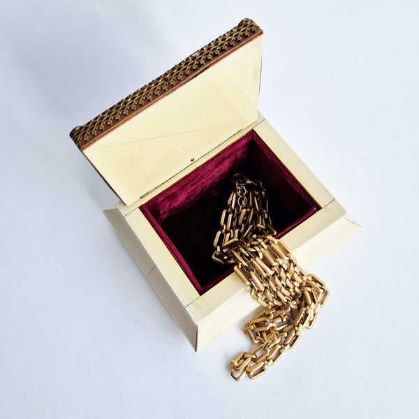 1950s Italian jewelry box with miniature portrait