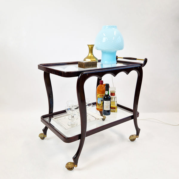 1950s Italian Wood And Glass Serving Trolley 1950s-italian-wood-and-glass-serving-trolley