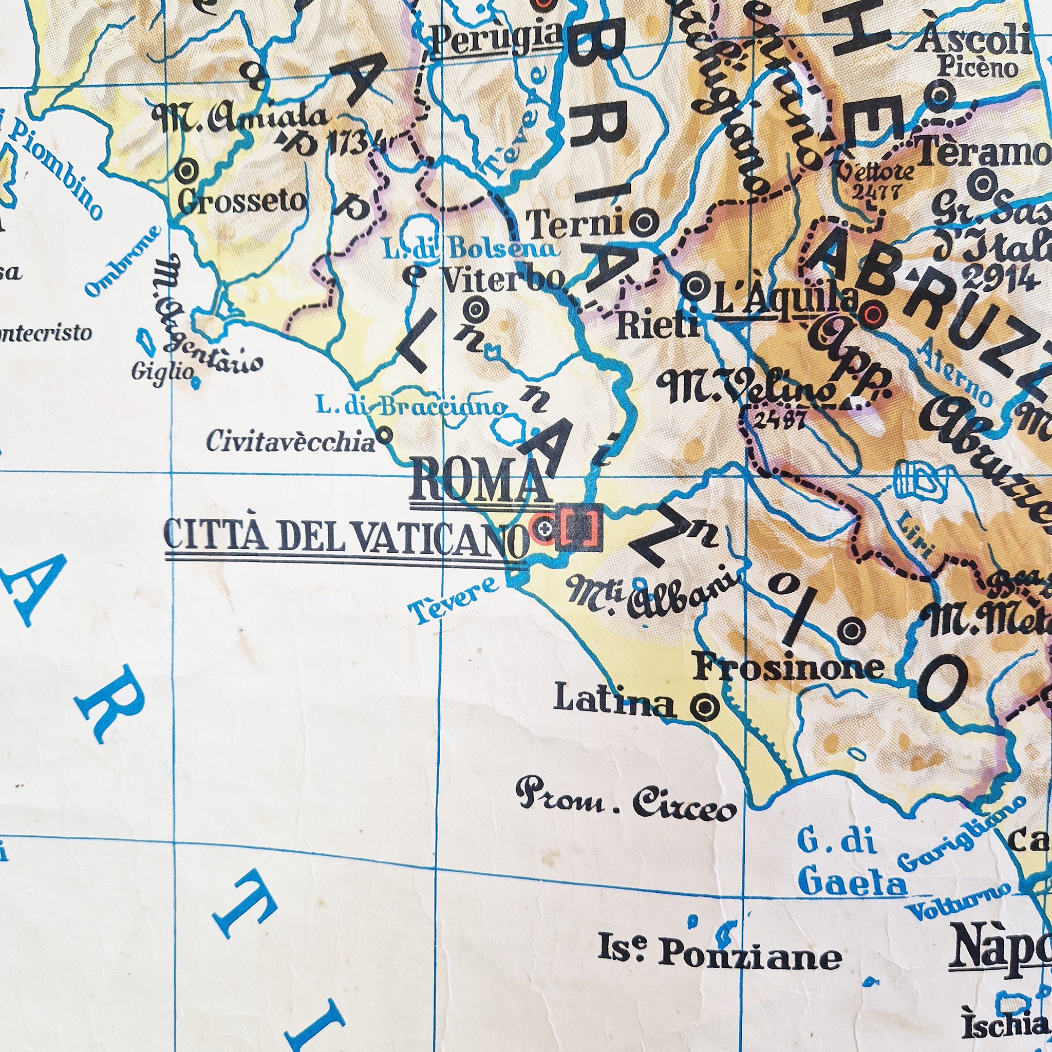 1950s wall map of Italy