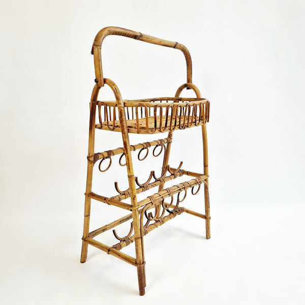 1960s Italian wine rack with basket