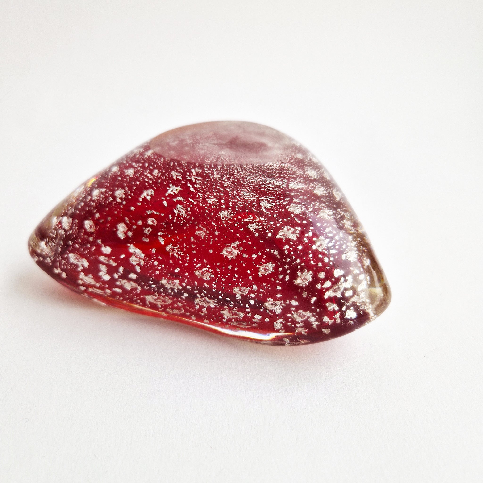 Mid-century red Murano bowl with silver flecks