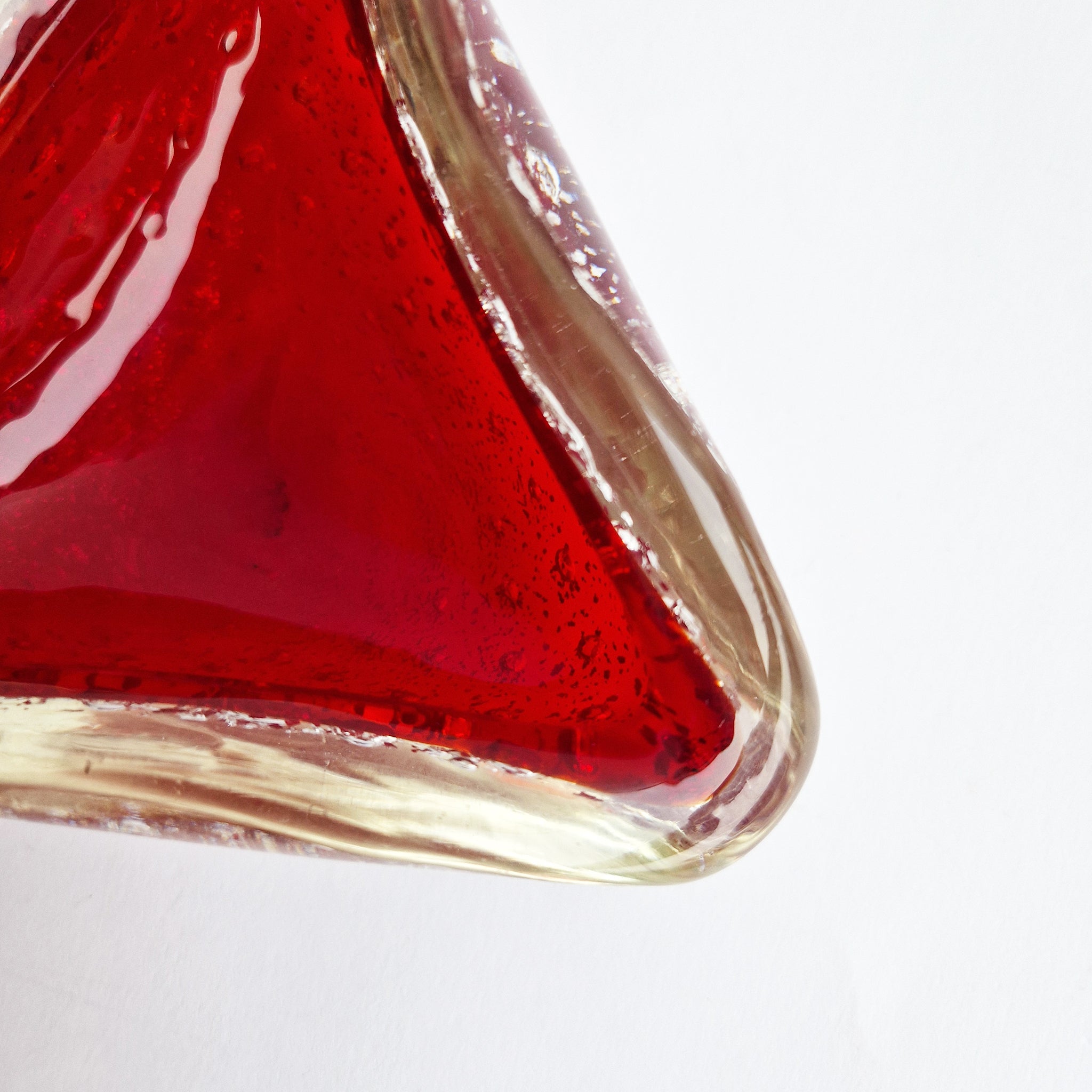 Mid-century red Murano bowl with silver flecks