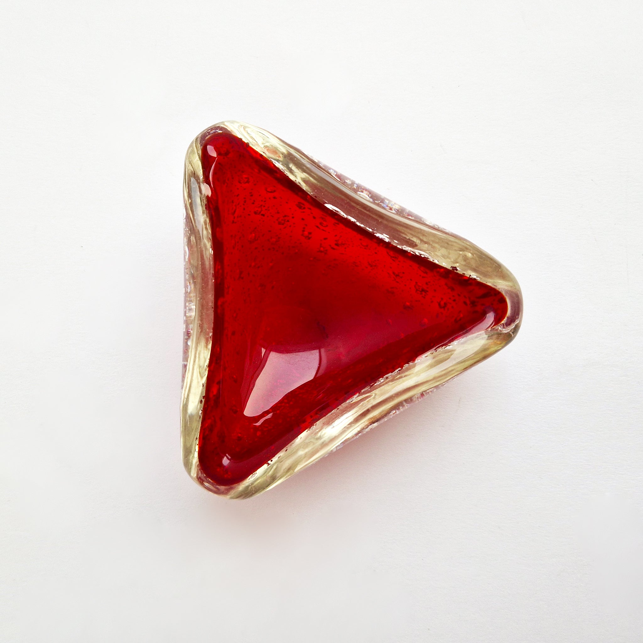Mid-century red Murano bowl with silver flecks