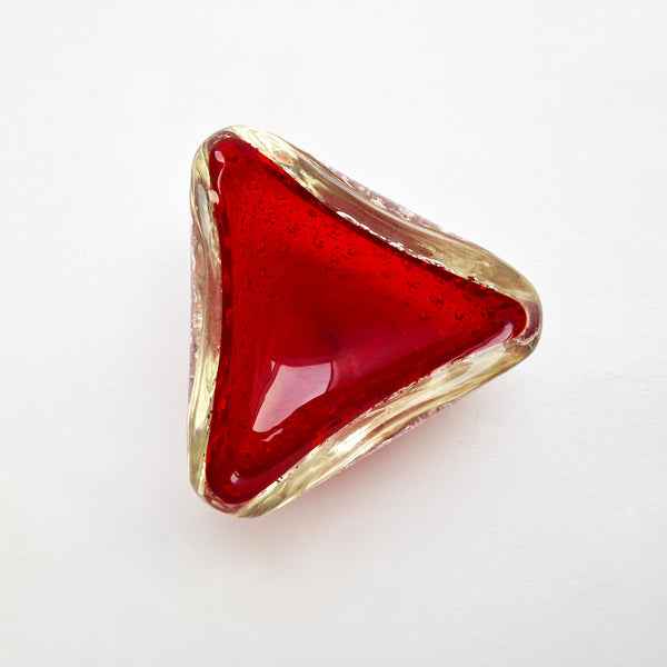 Mid-century red Murano bowl with silver flecks