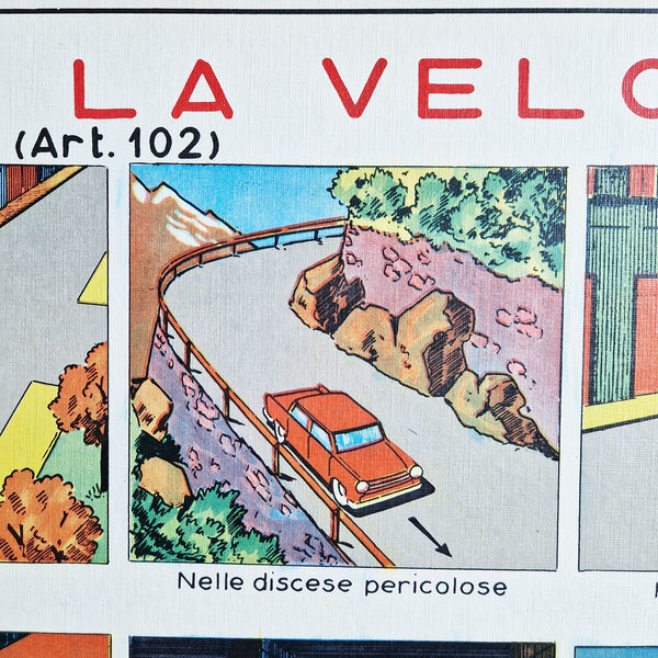 1960s Italian driving instructions board (two-sided)