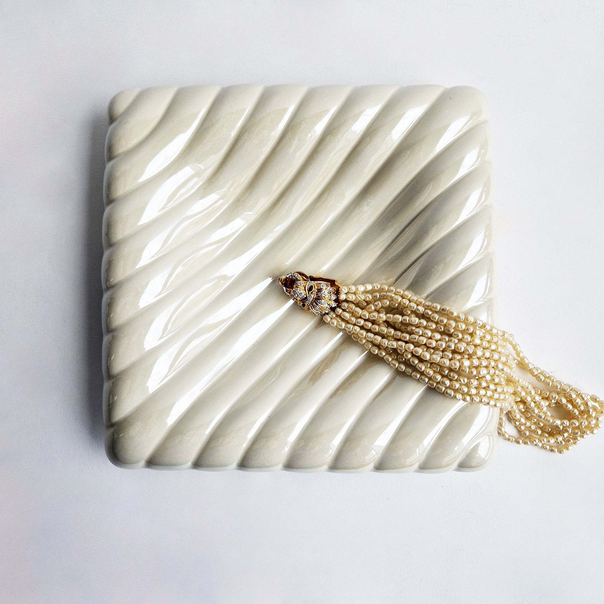 1960s ceramic ribbed plate by Italica Ars
