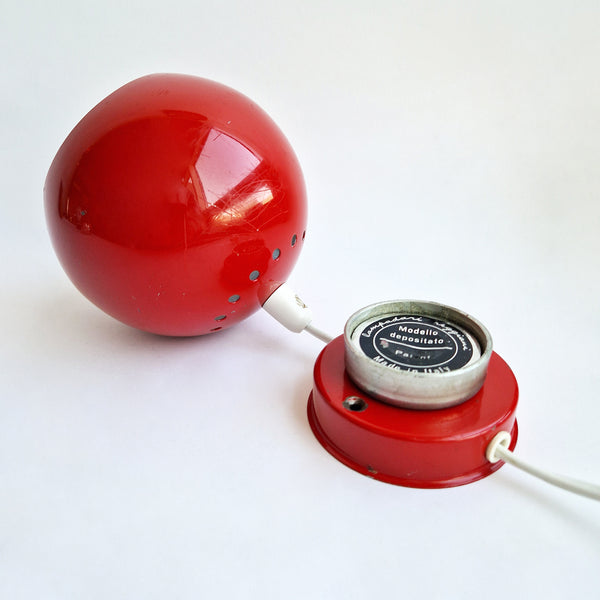 1960s red globe lamp by Reggiani