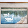 Vintage Italian oil paintings of two swans