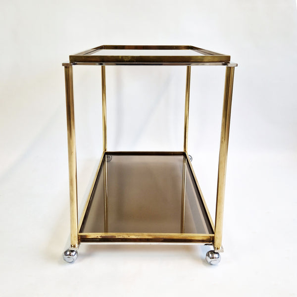 1970s Italian chrome and brass serving trolley