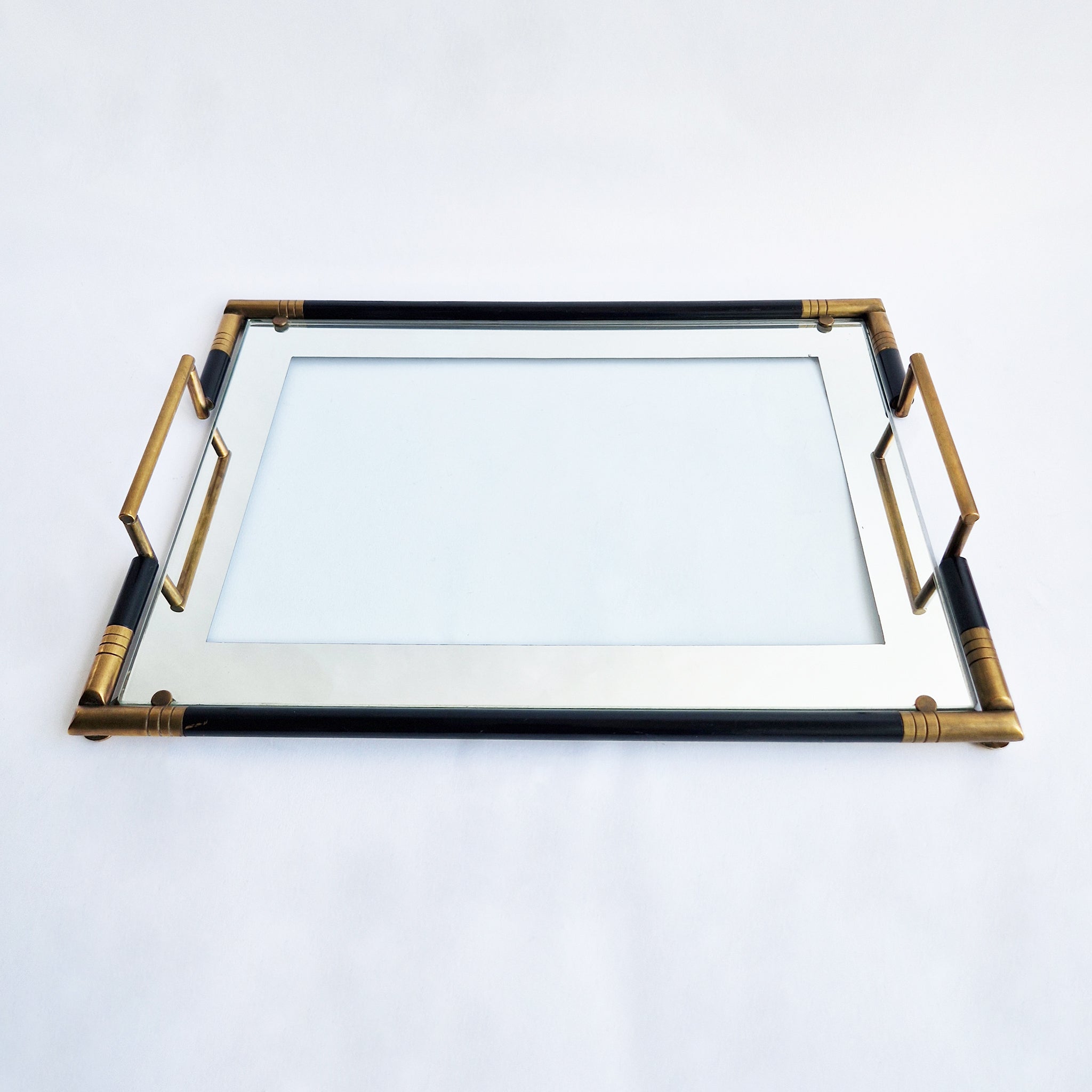1970s Italian brass and glass tray