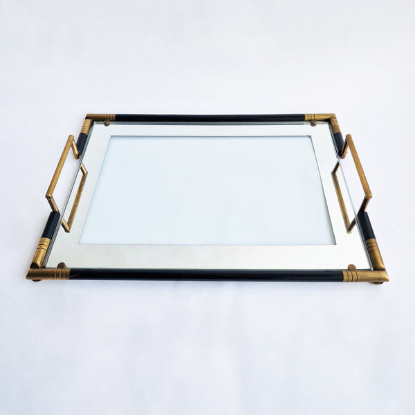 1970s Italian brass and glass tray