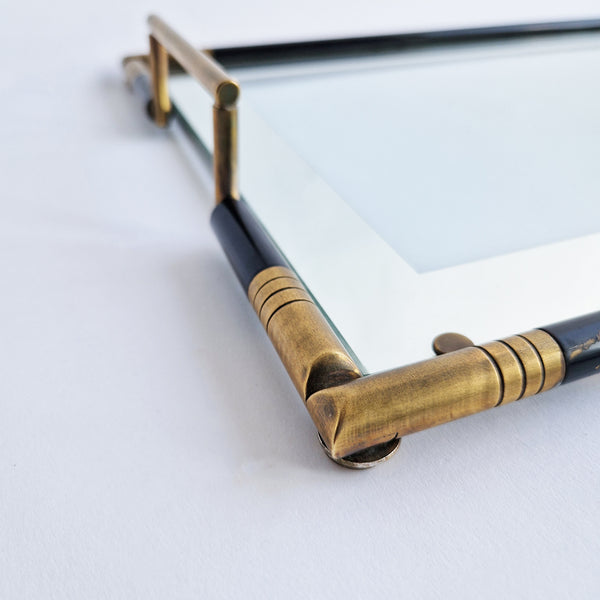 1970s Italian brass and glass tray