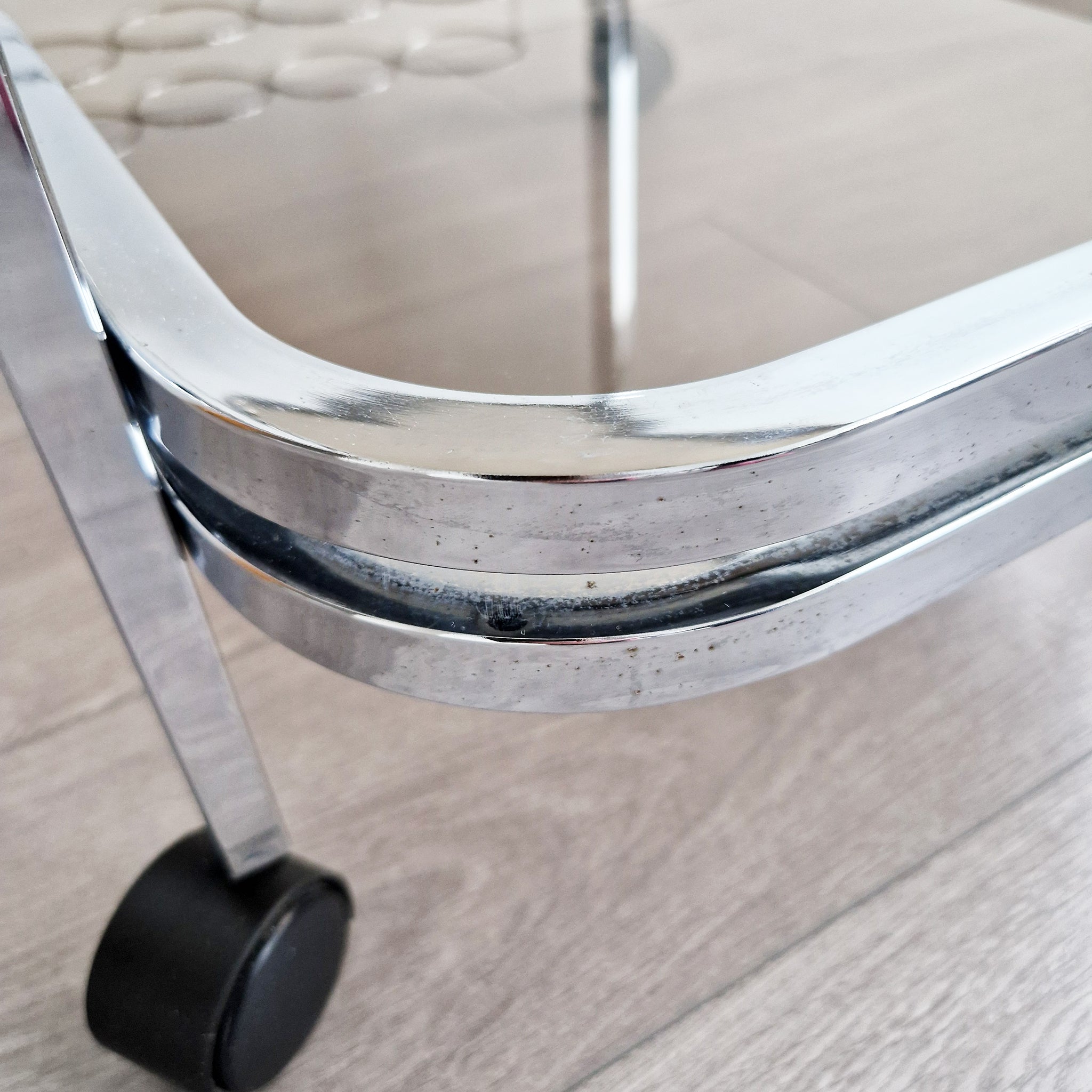 1970s Italian chrome and glass bar cart