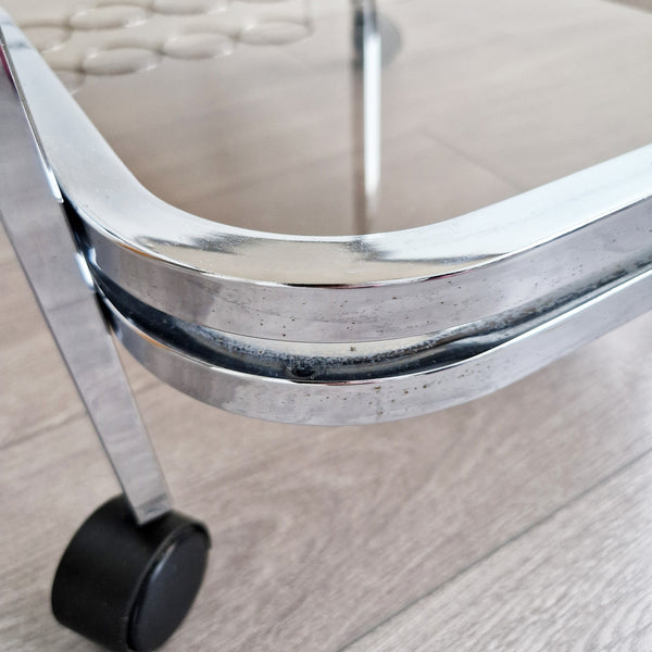 1970s Italian chrome and glass bar cart