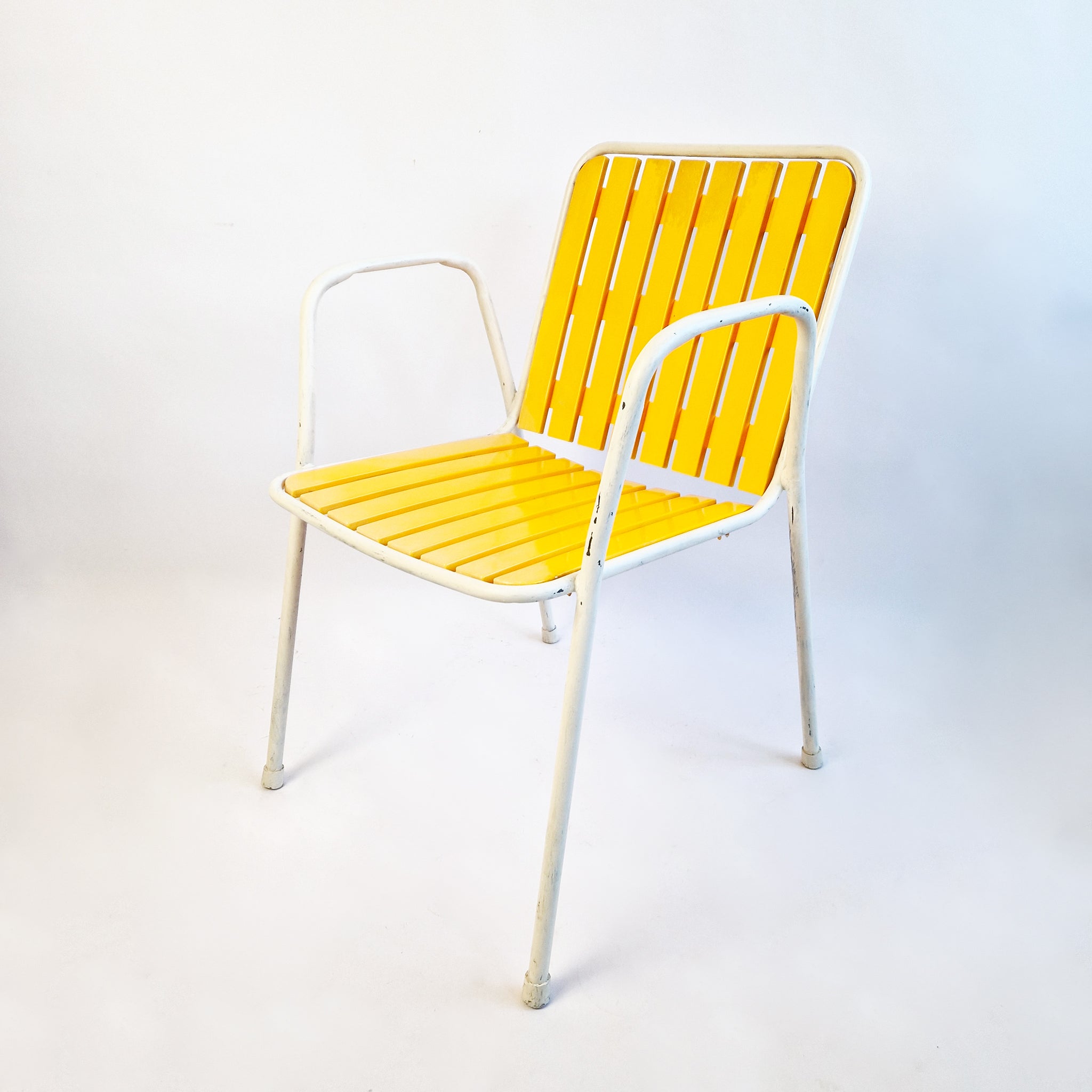 Pair of 1970s Italian garden armchairs by EMU in yellow