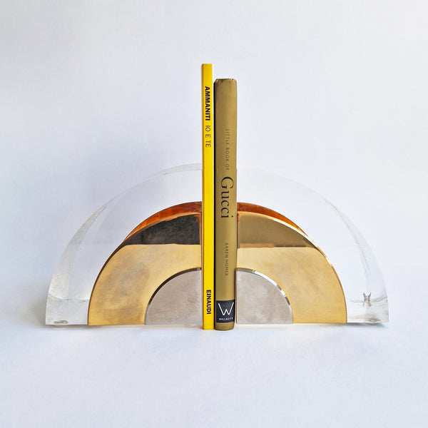 1970s Italian lucite bookend pair