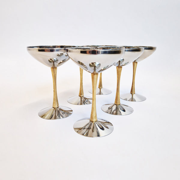1970s stainless steel champagne glasses by MB