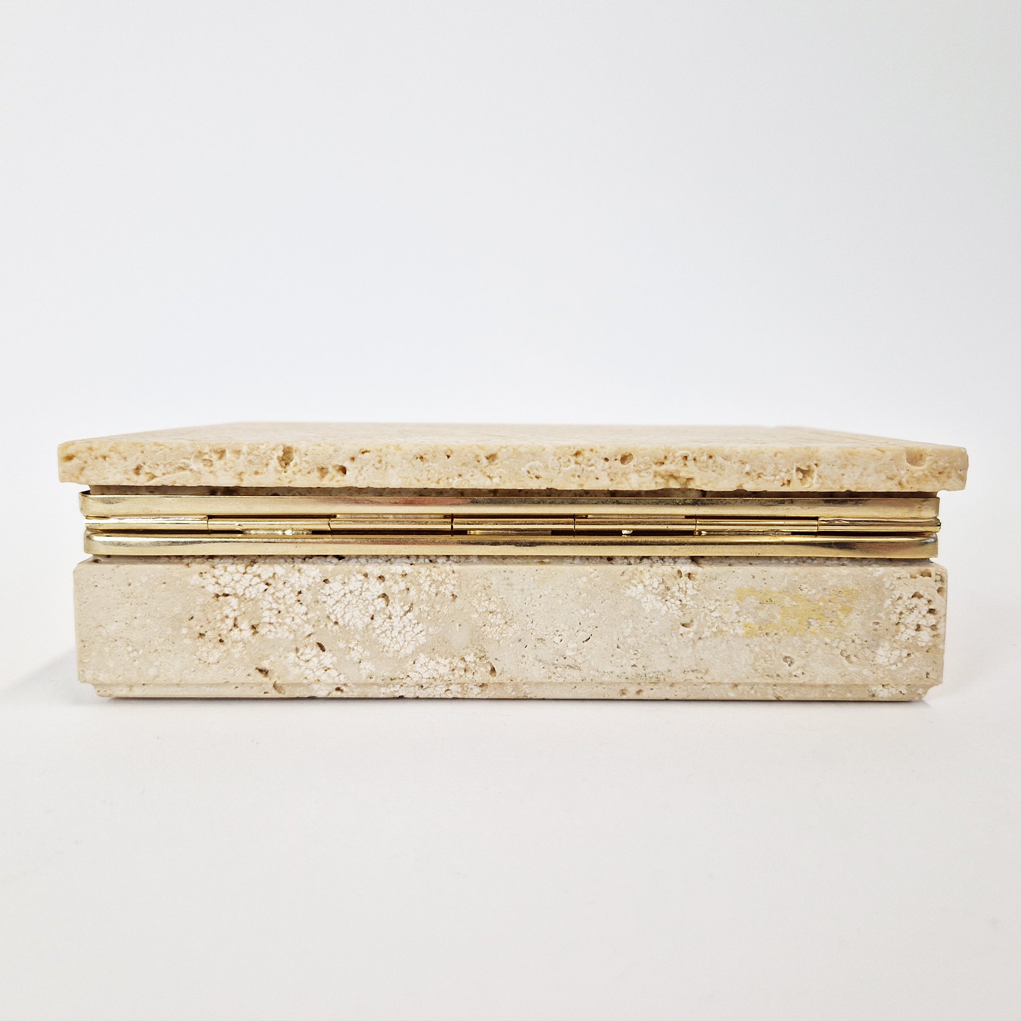 1970s travertine box by Cerri Nestore