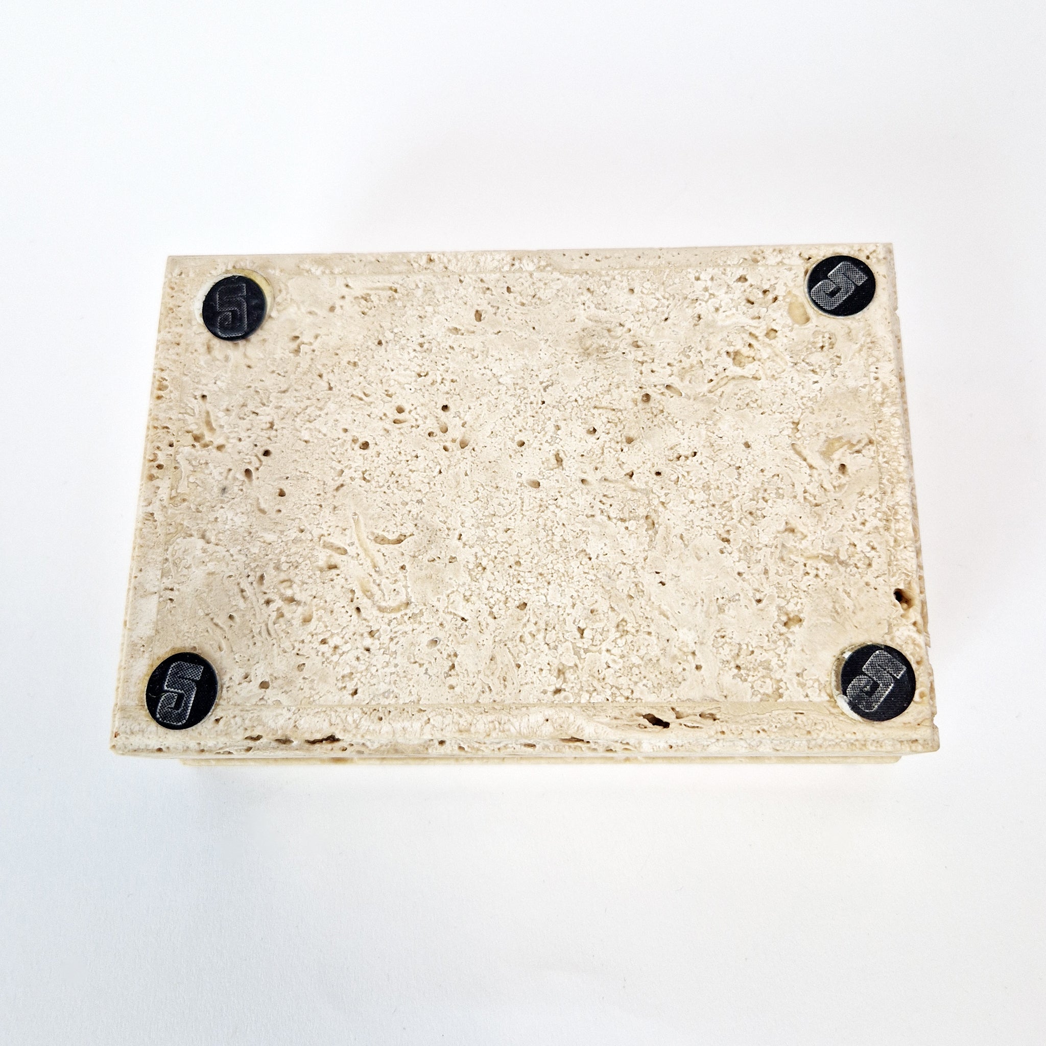 1970s travertine box by Cerri Nestore