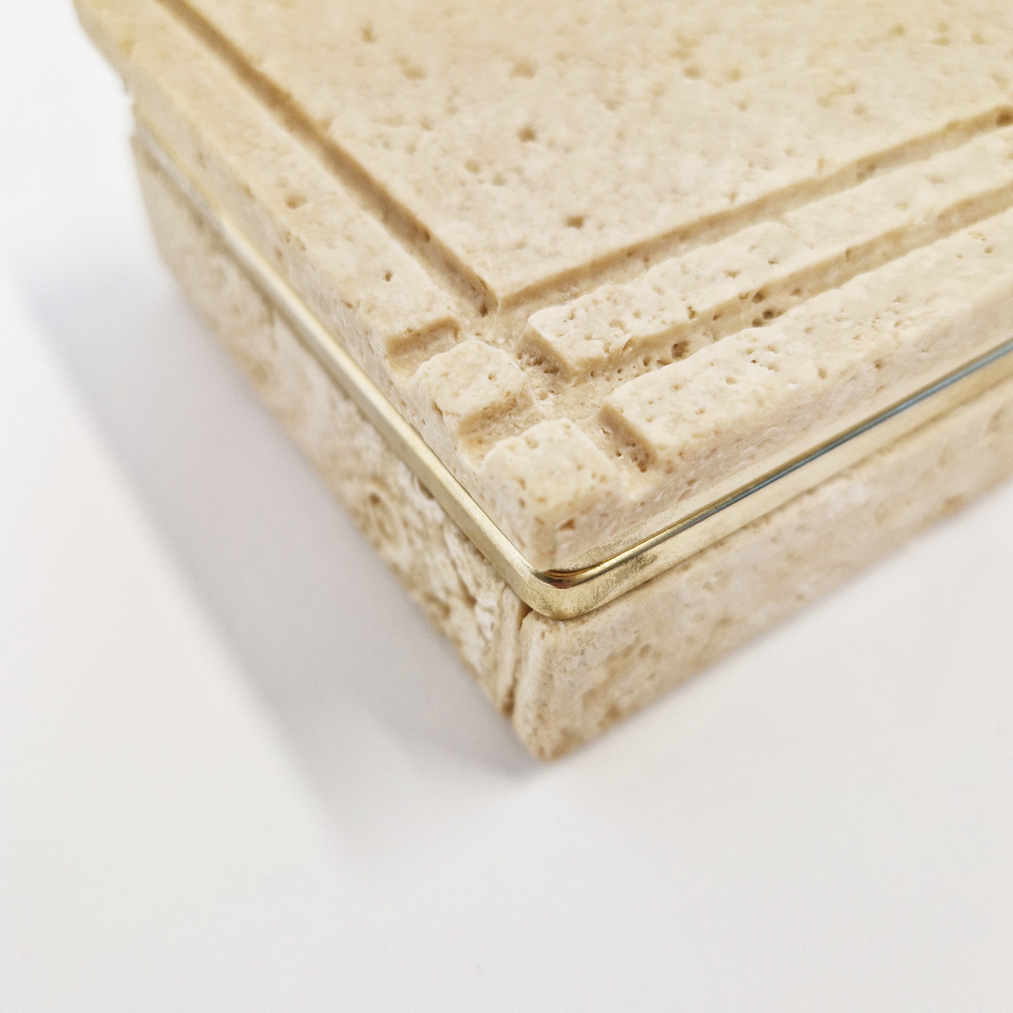 1970s travertine box by Cerri Nestore