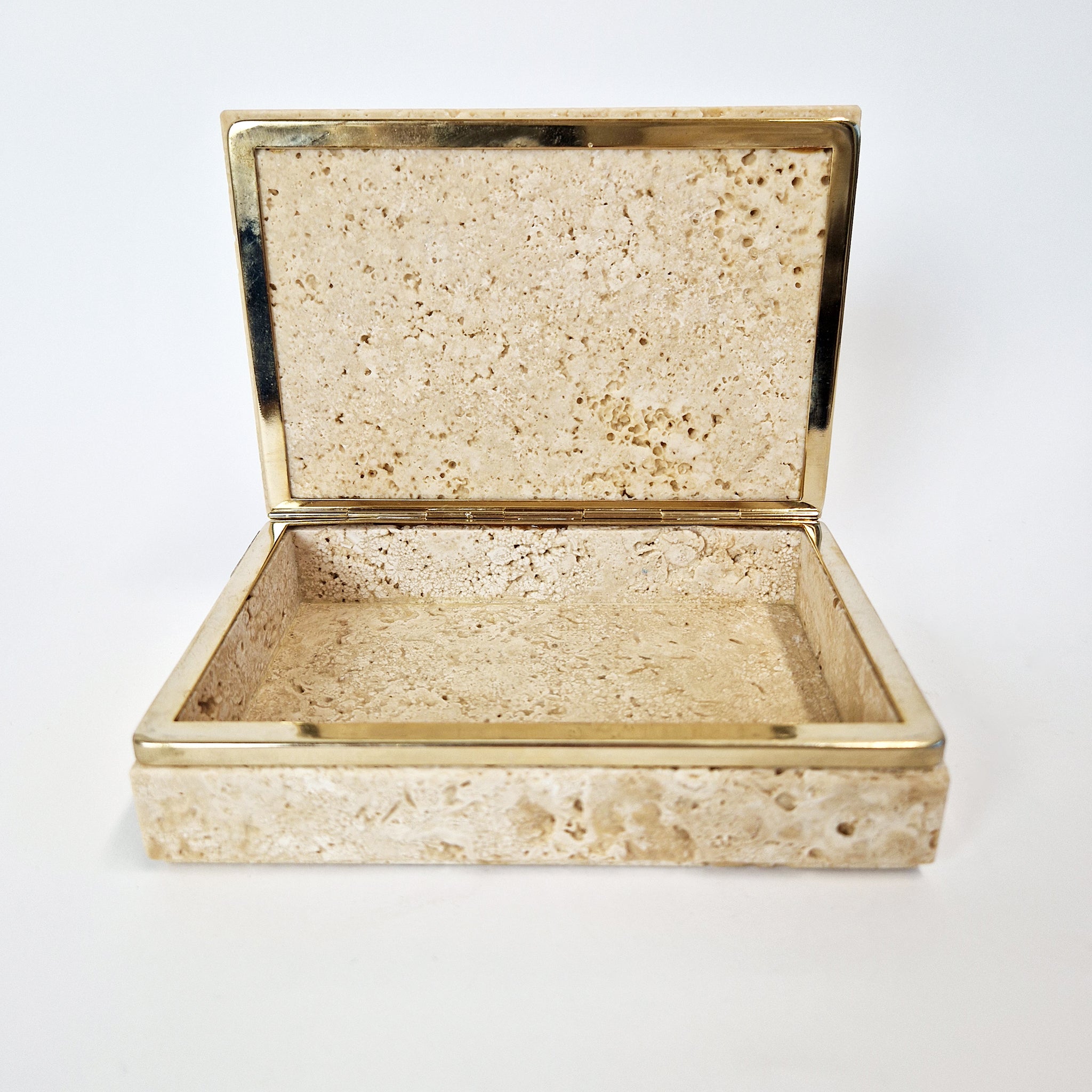 1970s travertine box by Cerri Nestore