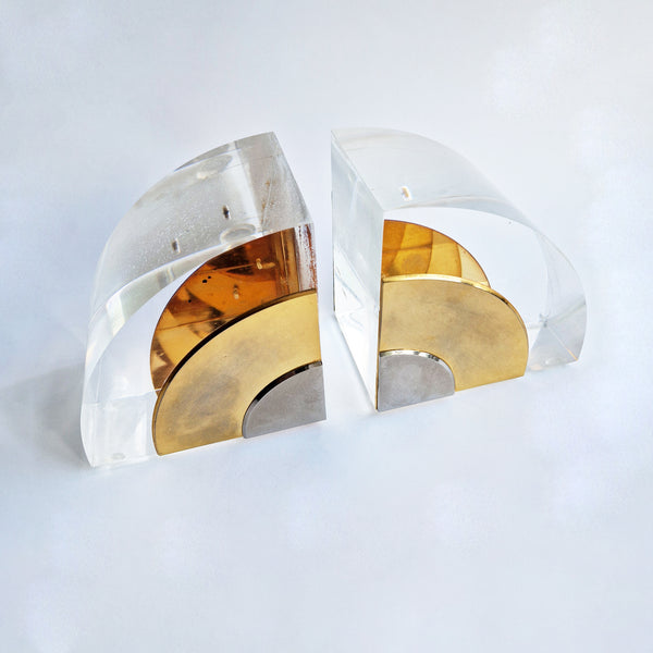1970s Italian lucite bookend pair
