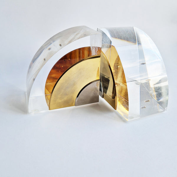 1970s Italian lucite bookend pair
