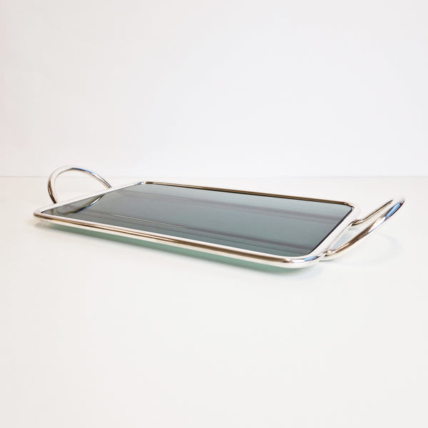 1970s silver-plated and glass tray by Lino Sabattini