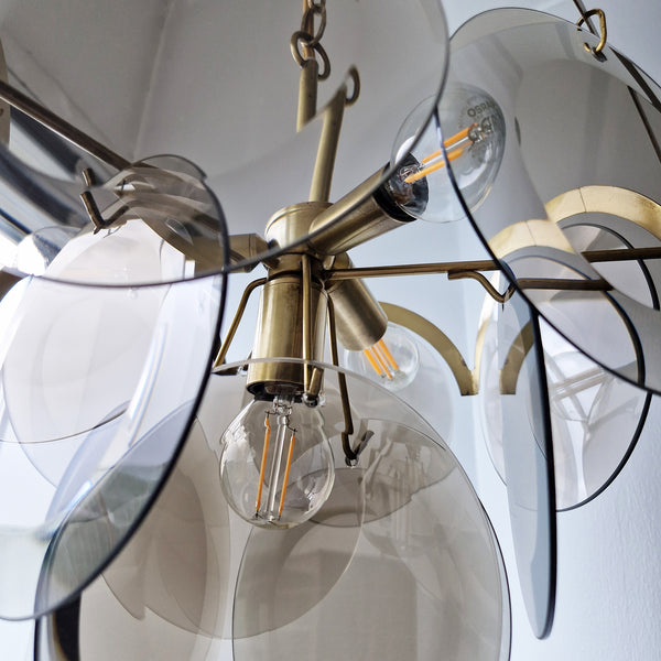 1970s smoked glass disc chandelier by Orion