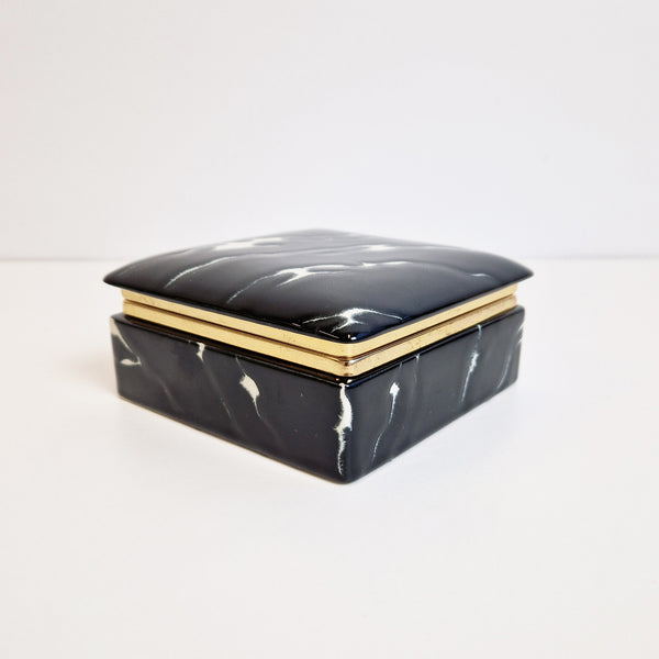 1980s Italian ceramic black trinket box