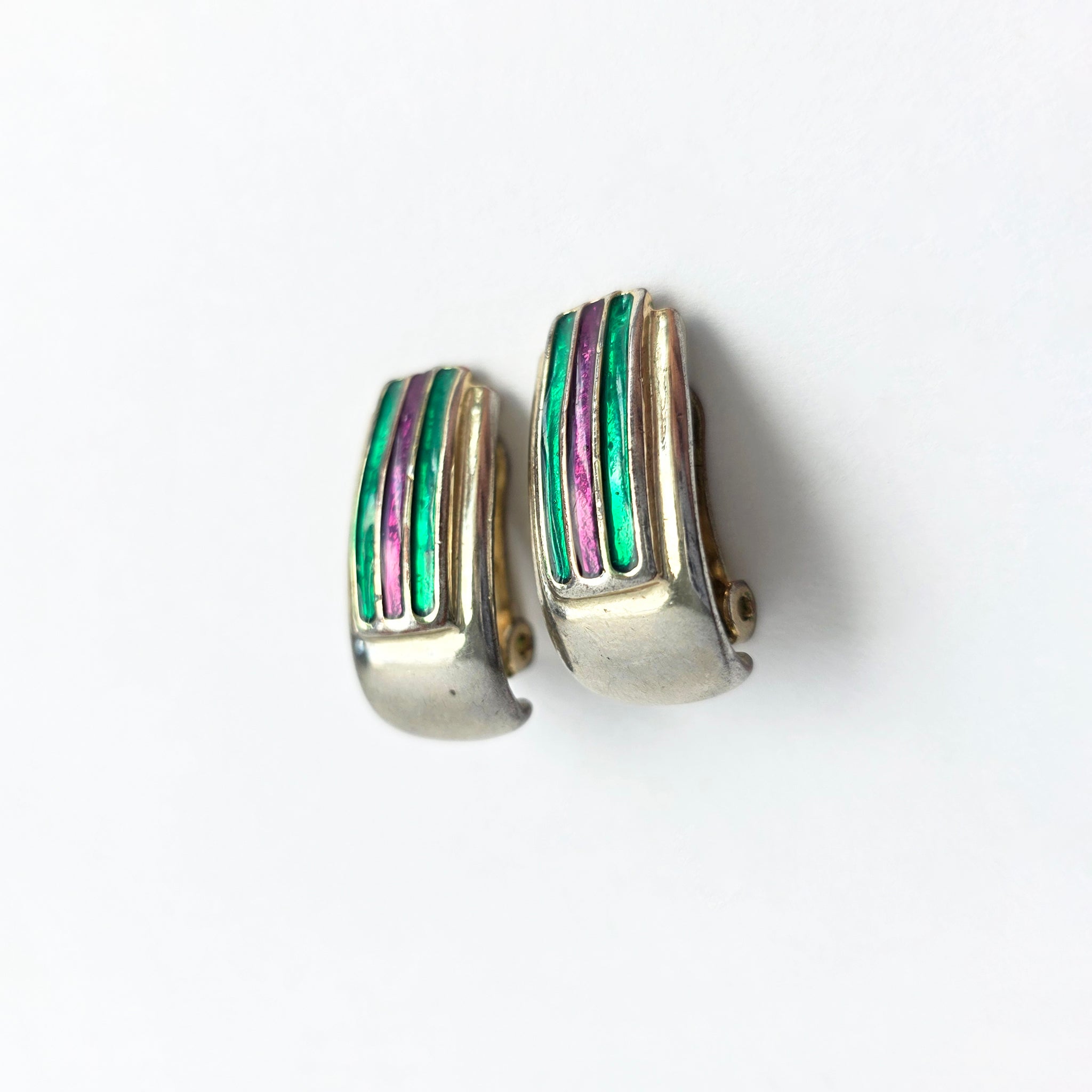 1980s Italian clip-on enamel earrings
