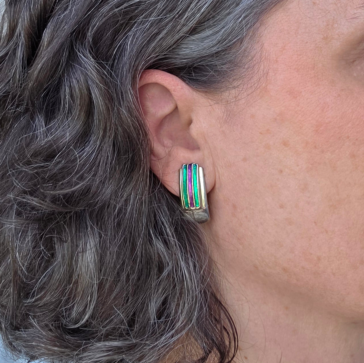 1980s Italian clip-on enamel earrings