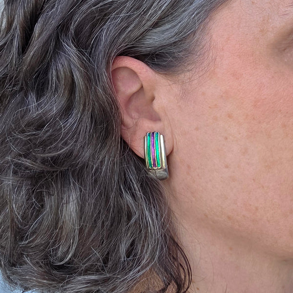 1980s Italian clip-on enamel earrings