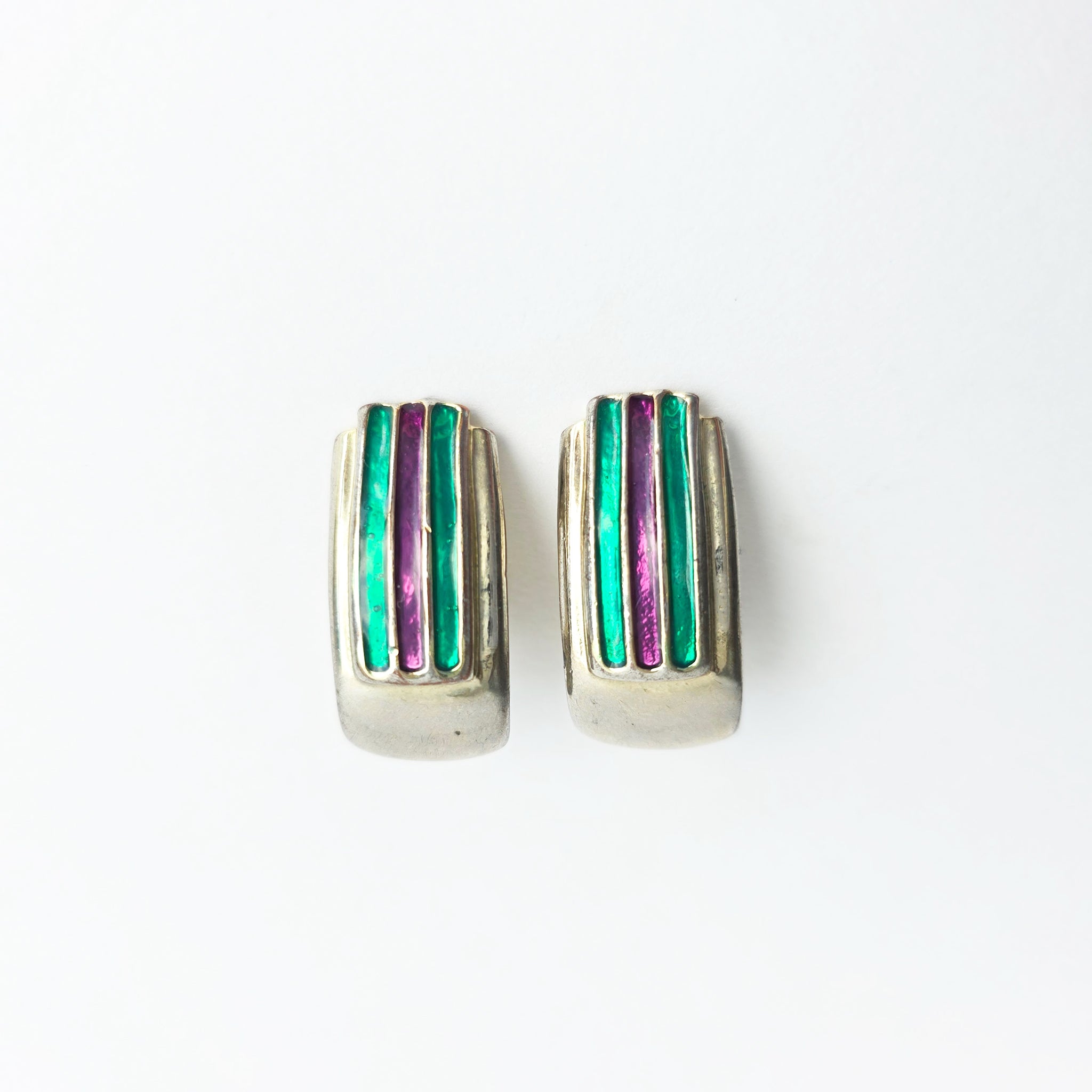 1980s Italian clip-on enamel earrings