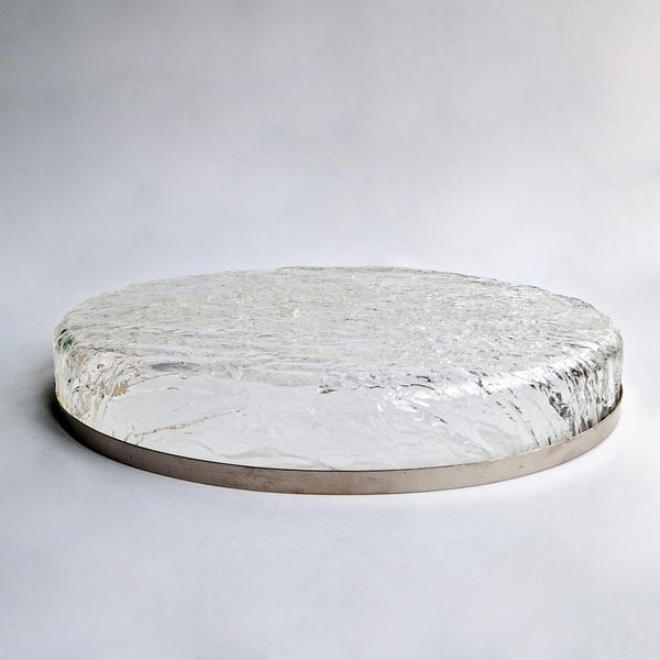 1980s acrylic ice and silver-plated oval tray by Ulderico Cavinato