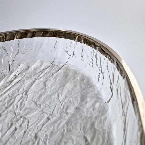 1980s acrylic ice and silver-plated oval tray by Ulderico Cavinato