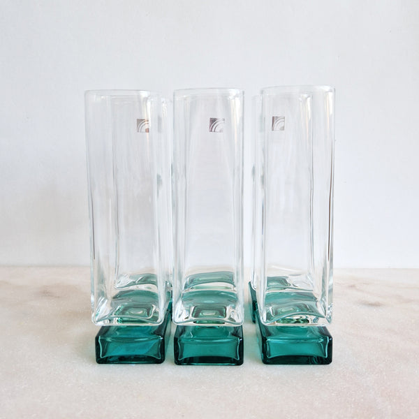 1980s tall crystal glasses by Luigi Bormioli (set of 7)