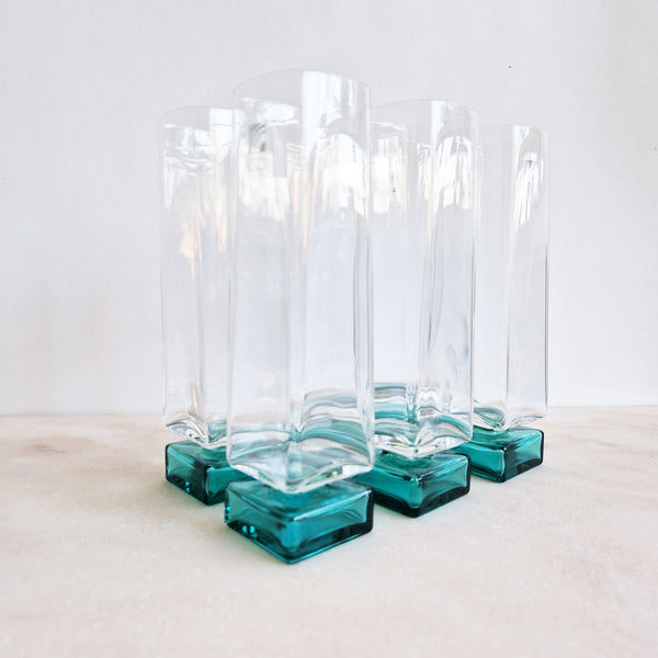 1980s tall crystal glasses by Luigi Bormioli (set of 7)