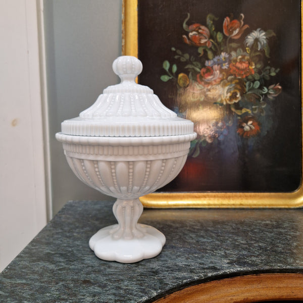 Antique French opaline glass lidded bowl by Portieux Vallerysthal