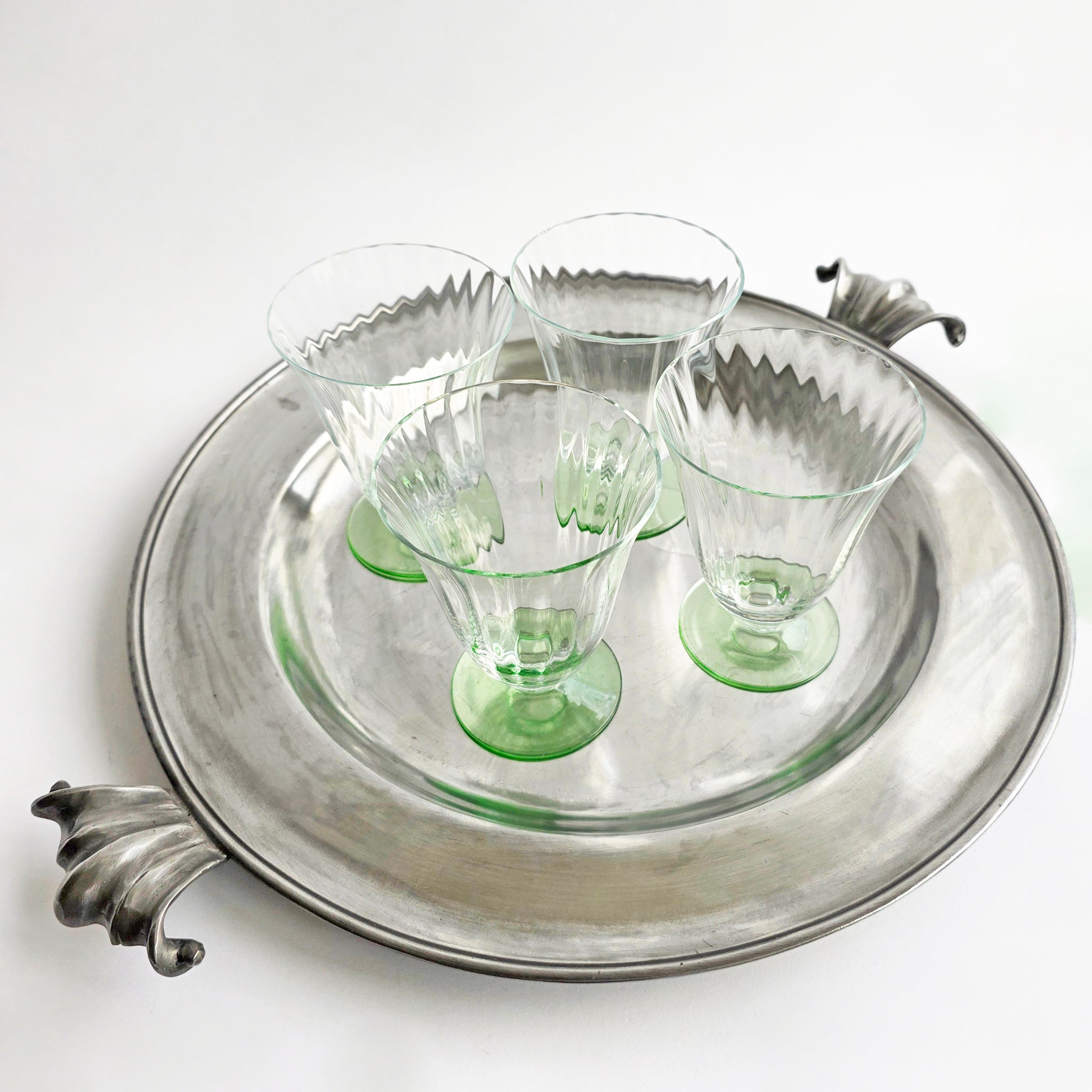 Vintage round Italian pewter tray
