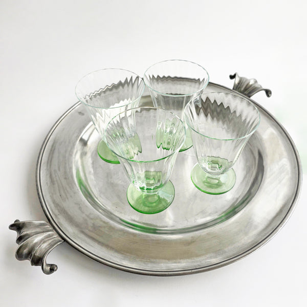 Vintage round Italian pewter tray