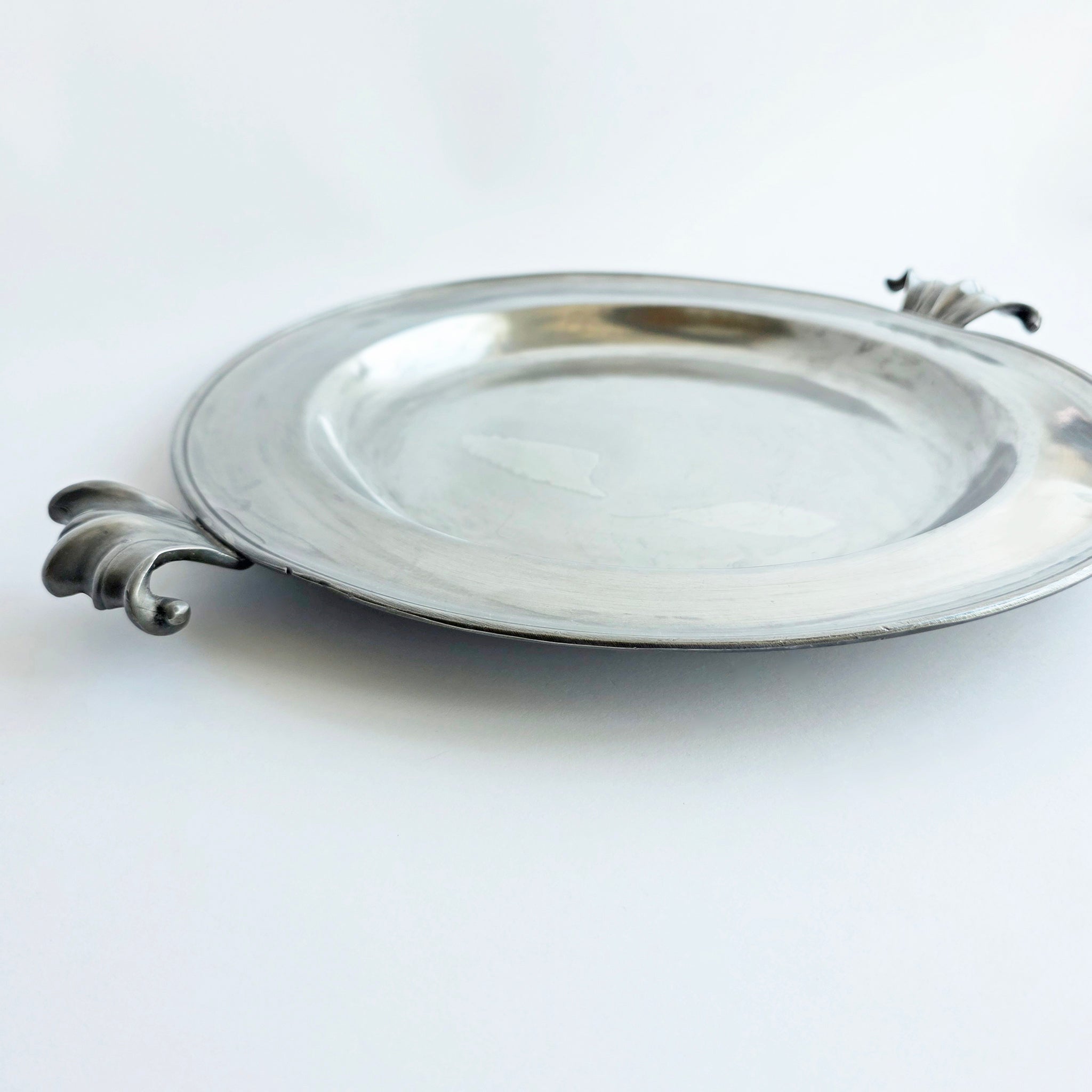 Vintage round Italian pewter tray