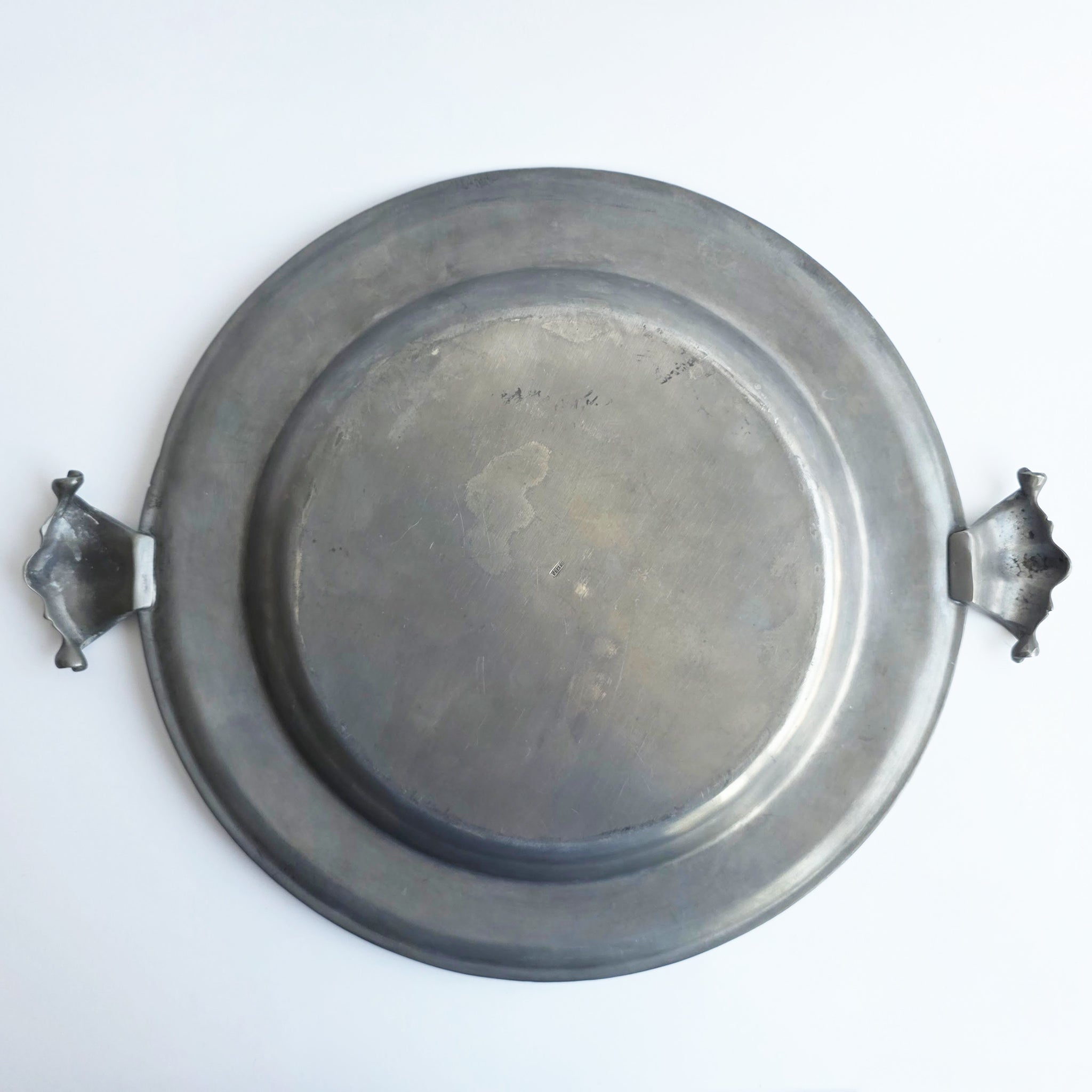 Vintage round Italian pewter tray