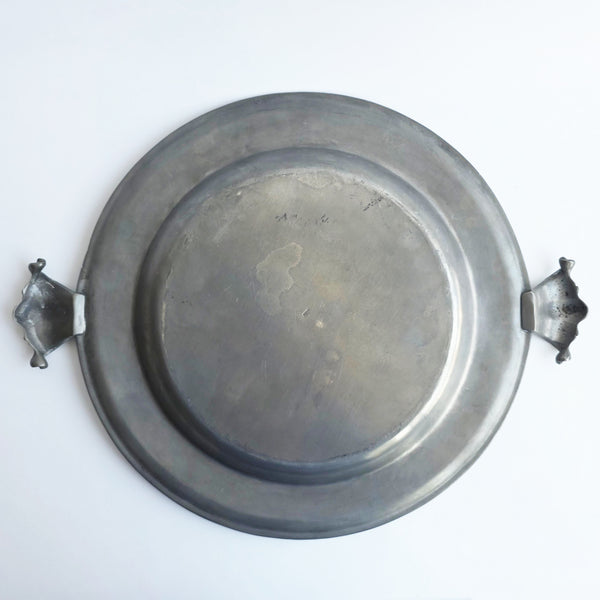 Vintage round Italian pewter tray