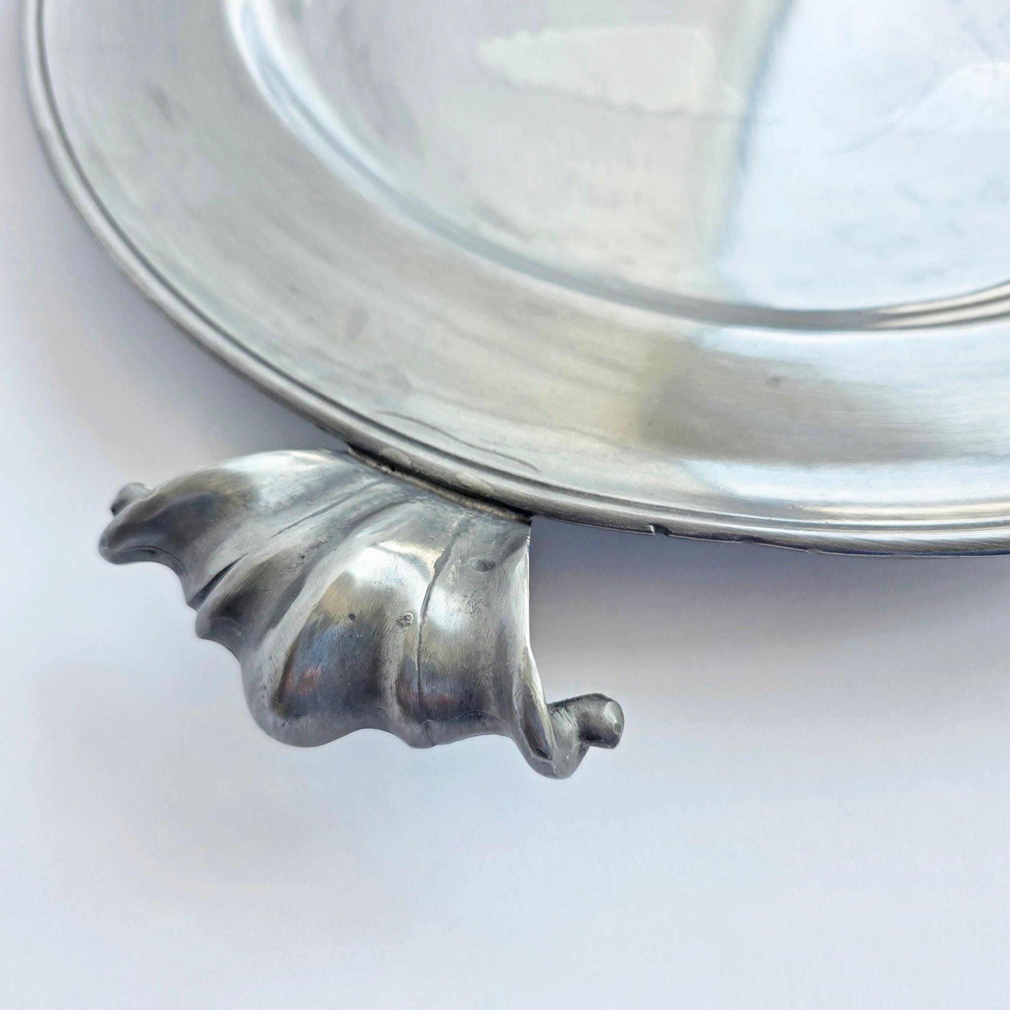 Vintage round Italian pewter tray