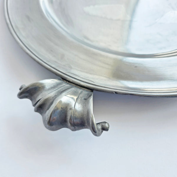 Vintage round Italian pewter tray